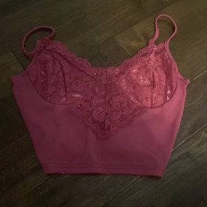 medium corset cropped tank top with lace